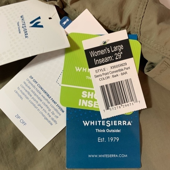 New White Sierra Convertible pants size L Bark - Picture 7 of 9